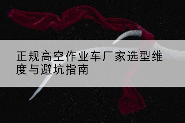 渌口高空作业车厂家-正规选型维度与避坑指南